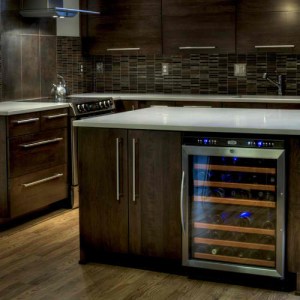 Wine Refrigerator Built Into Kitchen Island